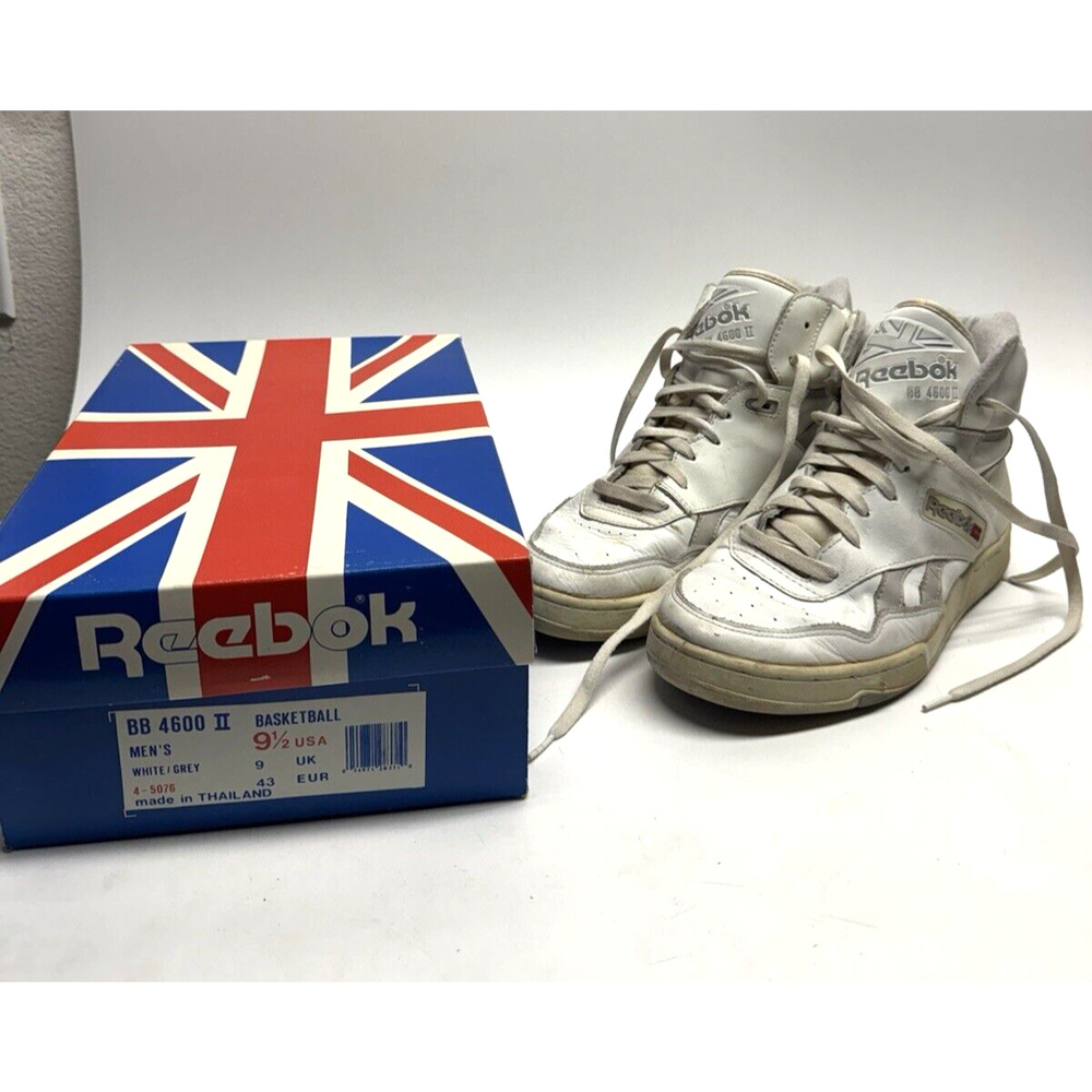 Vintage Reebok Basketball Shoes BB4600 II HI Top White/Gray Men Size 9.5